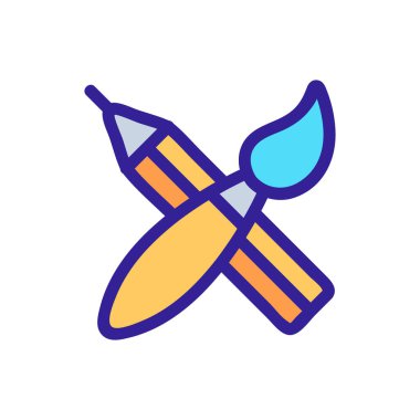 Kalem simgesi vektörünü fırçala. İzole edilmiş kontür sembolü gösterimi