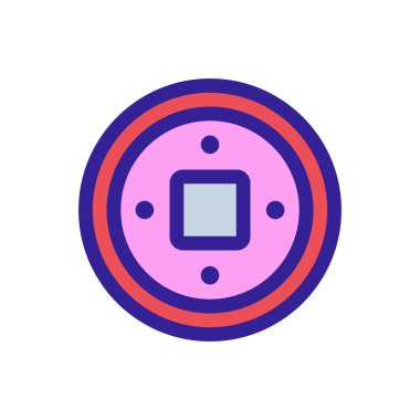 Çin sikkesi ikon vektörü. İzole edilmiş kontür sembolü gösterimi