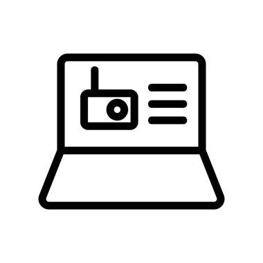 laptop radyo ikon vektörü. İzole edilmiş kontür sembolü gösterimi