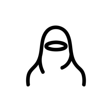 Başörtülü kadın ikon vektörü. İzole edilmiş kontür sembolü gösterimi
