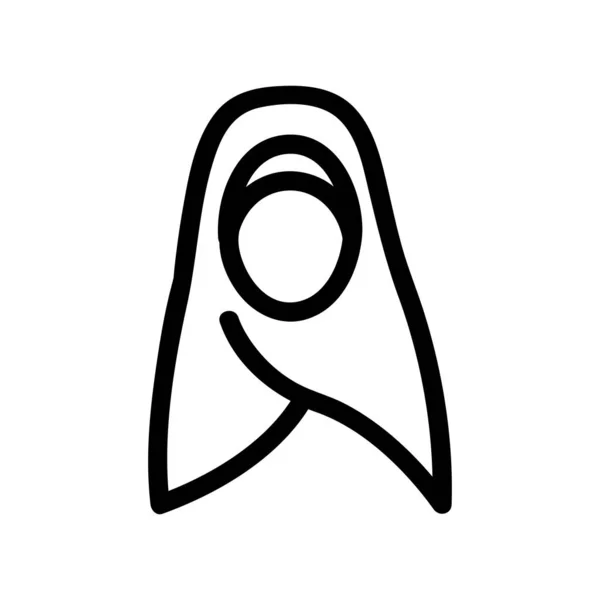Hijab女性图标向量。孤立的等高线符号说明 — 图库矢量图片