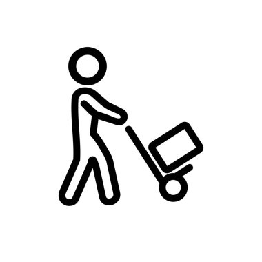 Kurye ikon vektörü. İzole edilmiş kontür sembolü gösterimi