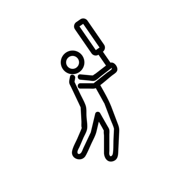 Вектор значков игрока в крикет. Изолированная контурная иллюстрация — стоковый вектор