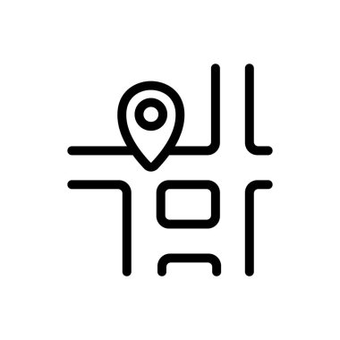 Kurye adresi ikon vektörü. İzole edilmiş kontür sembolü gösterimi