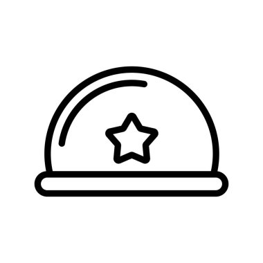 Askeri miğfer yıldız ikon vektörü. İzole edilmiş kontür sembolü gösterimi