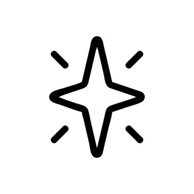 Yıldız parlayan simge vektörü. İzole edilmiş kontür sembolü gösterimi