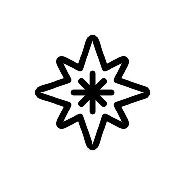 Yıldız parlayan simge vektörü. İzole edilmiş kontür sembolü gösterimi