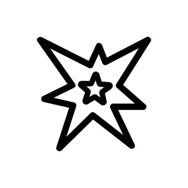 Yıldız parlayan simge vektörü. İzole edilmiş kontür sembolü gösterimi