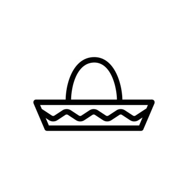 Şapka Meksika ikon vektörü. İzole edilmiş kontür sembolü gösterimi