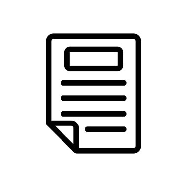 Gazete ikonu vektörü. İzole edilmiş kontür sembolü gösterimi