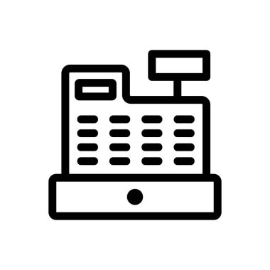 Yazar kasa ikonu vektörü. İzole edilmiş kontür sembolü gösterimi