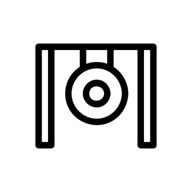 Gong ikon vektörü. İzole edilmiş kontür sembolü gösterimi