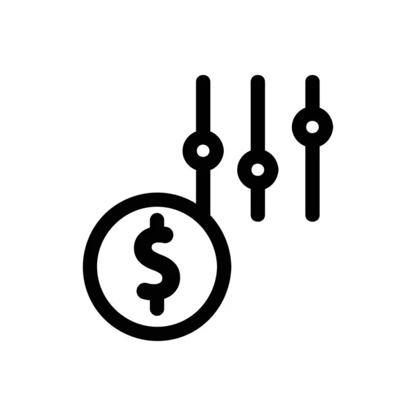 Dollaro sintonizzazione vettore icona. Illustrazione del simbolo del contorno isolato — Vettoriale Stock