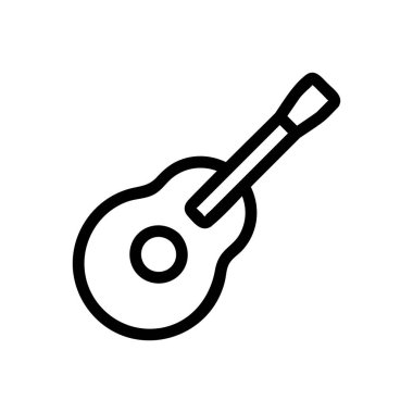 Gitar ikonu vektörü. İzole edilmiş kontür sembolü gösterimi