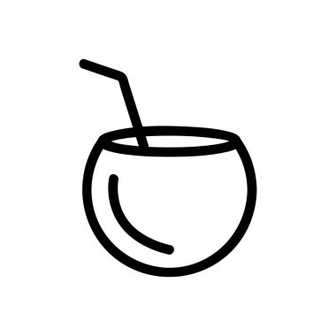 Hindistan cevizi kokteyli ikonu vektörü. İzole edilmiş kontür sembolü gösterimi