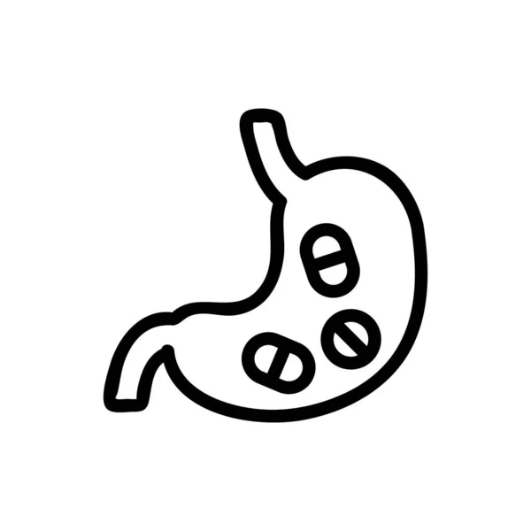 Vektor ikony tablety žaludku. Izolovaný obrysový symbol ilustrace — Stockový vektor