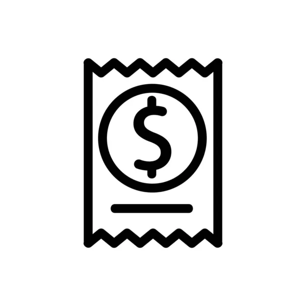 Reçu dollar icône vecteur. Illustration de symbole de contour isolé — Image vectorielle