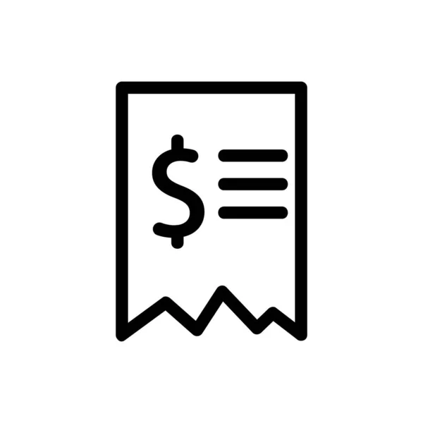 Recibo dólar icono vector. Ilustración del símbolo de contorno aislado — Vector de stock