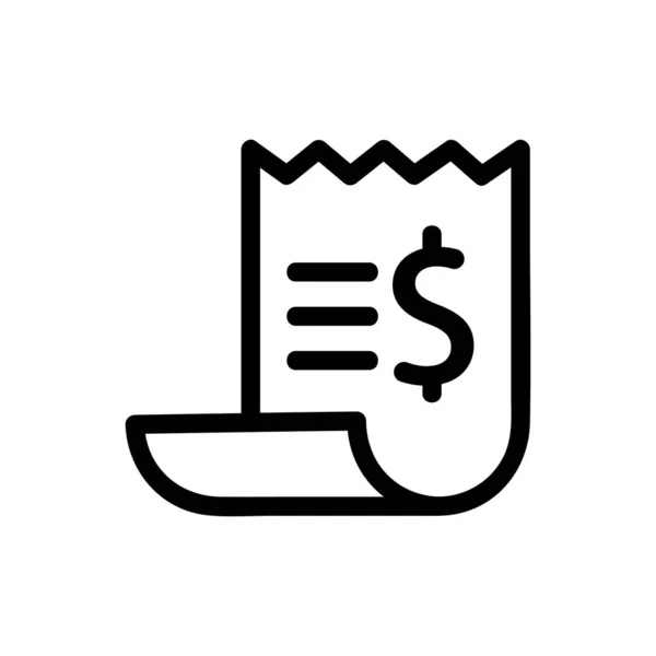 Recibo vetor ícone dólar. Isolado contorno símbolo ilustração —  Vetores de Stock
