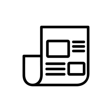 Gazete ikonu vektörü. İzole edilmiş kontür sembolü gösterimi