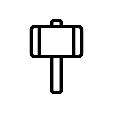 Çekiç Simgesi Vektörü. İzole edilmiş kontür sembolü gösterimi