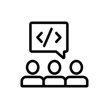 Programcı simgesi vektörü. İzole edilmiş kontür sembolü gösterimi