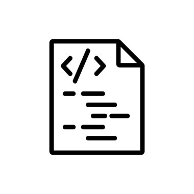 Kod programlama simgesi vektörü. İzole edilmiş kontür sembolü gösterimi