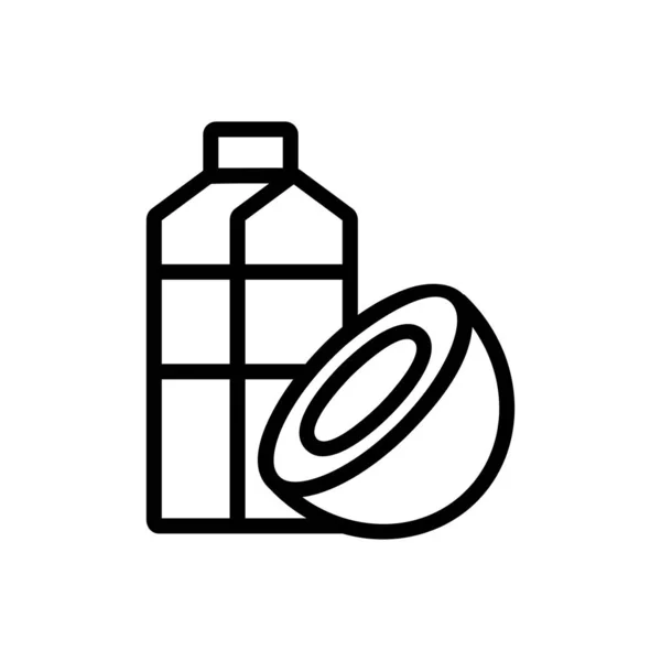 Vektor ikon santan kelapa. Ilustrasi simbol kontur terisolasi - Stok Vektor