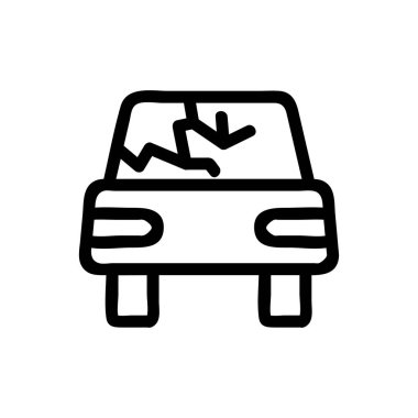Kırık araba ikonu vektörü. İzole edilmiş kontür sembolü gösterimi