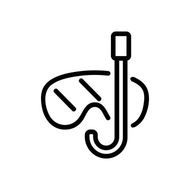 Maske dalgıcı simgesi vektörü. İzole edilmiş kontür sembolü gösterimi