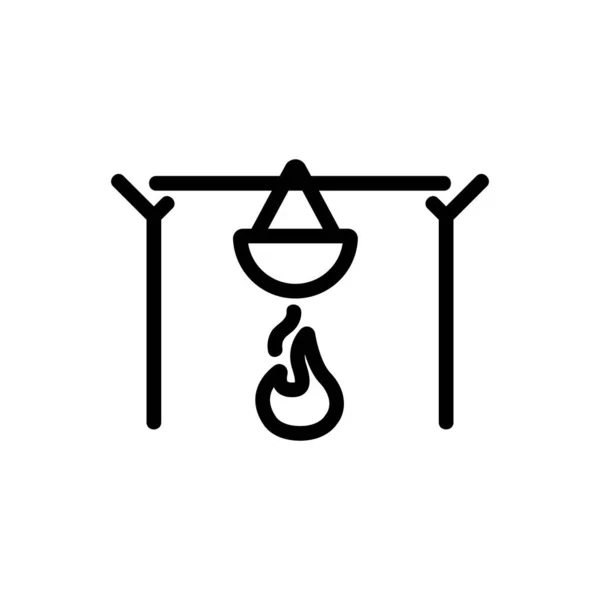 Bonfire bowler mat ikon vektor. Isolerad kontur symbol illustration — Stock vektor