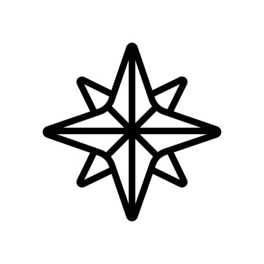 pusula simgesi vektörü. İzole edilmiş kontür sembolü gösterimi