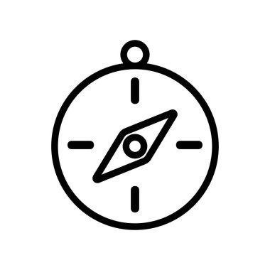 Pusula turist ikonu vektörü. İzole edilmiş kontür sembolü gösterimi