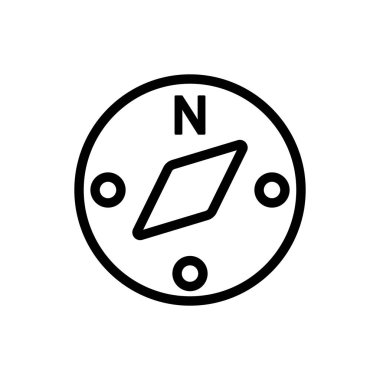 Pusula turist ikonu vektörü. İzole edilmiş kontür sembolü gösterimi