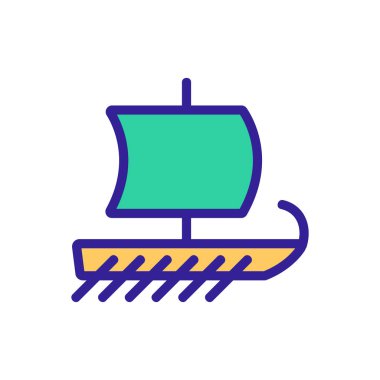 Gemi simgesi vektörü. İzole edilmiş kontür sembolü gösterimi