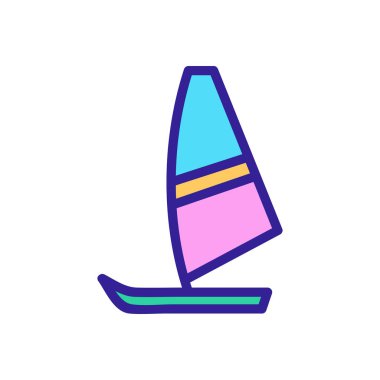 Tekne ikon vektörüne yelken aç. İzole edilmiş kontür sembolü gösterimi