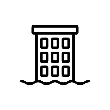 Tsunami Şehri ikon vektörü. İzole edilmiş kontür sembolü gösterimi