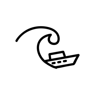 Tsunami ikon vektörü. İzole edilmiş kontür sembolü gösterimi