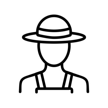 Çiftçi ikonu vektörü. İzole edilmiş kontür sembolü gösterimi