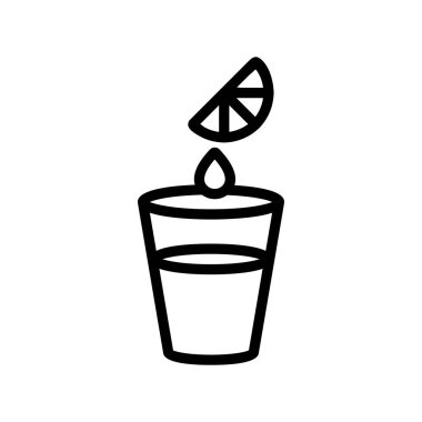 Limon suyu ikonu vektörü. İzole edilmiş kontür sembolü gösterimi
