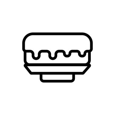 Çikolatalı kek ikonu vektörü. İzole edilmiş kontür sembolü gösterimi