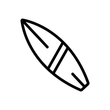 Sörf tahtası plaj ikonu vektörü. İzole edilmiş kontür sembolü gösterimi