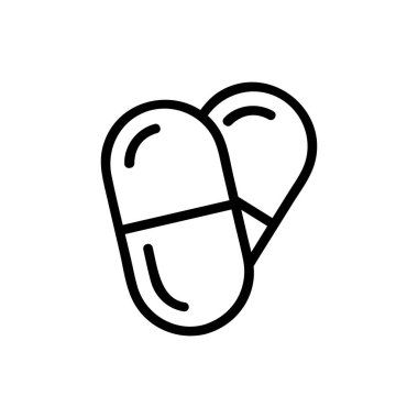 Ağrı kesici ikon vektörü. İzole edilmiş kontür sembolü gösterimi