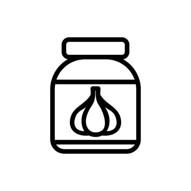 Sarımsak ikonu vektörü. İzole edilmiş kontür sembolü gösterimi