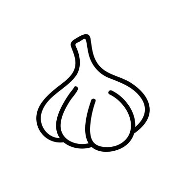 Sarımsak ikonu vektörü. İzole edilmiş kontür sembolü gösterimi