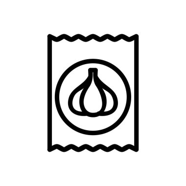 Sarımsak ikonu vektörü. İzole edilmiş kontür sembolü gösterimi