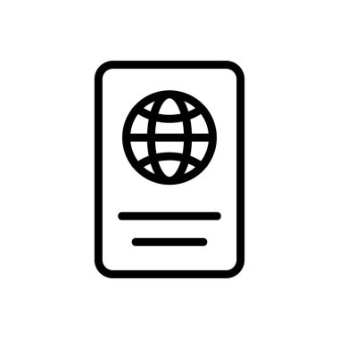 Pasaport simgesi vektörü. İzole edilmiş kontür sembolü gösterimi