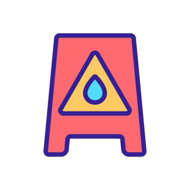 Islak kat ikaz ikonu vektörü. İzole edilmiş kontür sembolü gösterimi