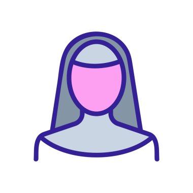 Rahibe ikon vektörü. İzole edilmiş kontür sembolü gösterimi