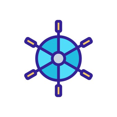 Direksiyon simidi deniz vektör simgesi. İzole edilmiş kontür sembolü gösterimi